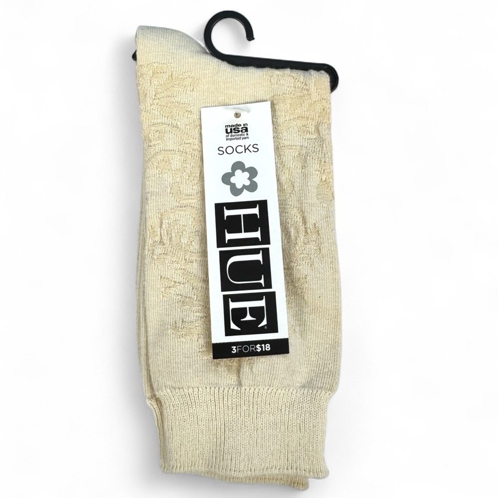 HUE Womens Basic Anklet Socks Ivory Brocade One Size Fits Most‎